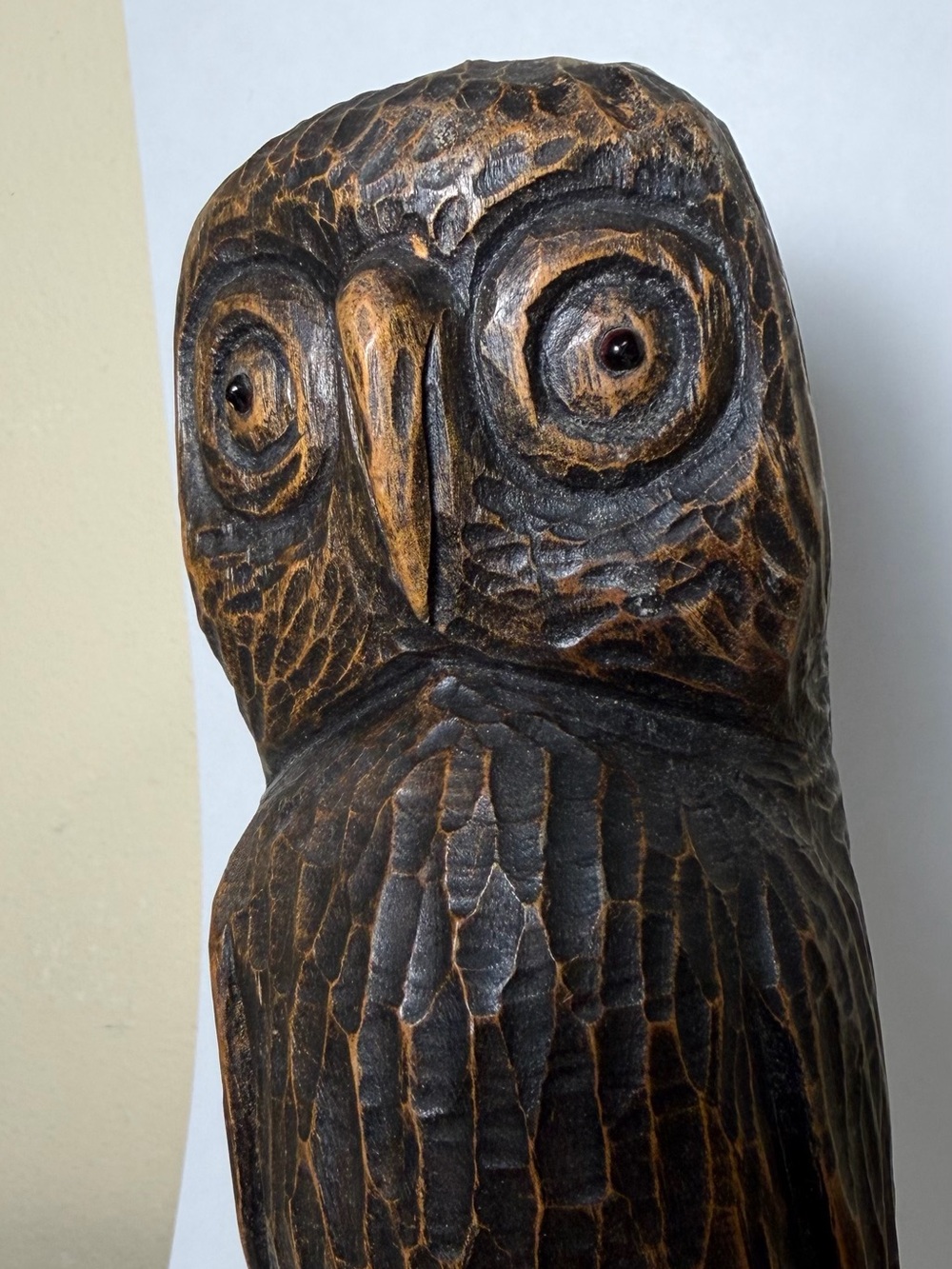 Vintage Hand Carved Owl Statue